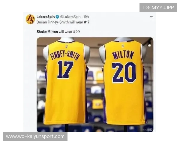 湖人新援融入缓慢，整体表现起伏不定，湖人新援球衣